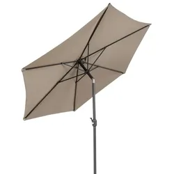 Lex XXL Alu Sonnenschirm Ø 3 m Kurbelschirm Garten Balkon Terrasse knickbar taupe : Taupe