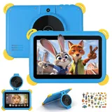 Laptok Kinder Tablet 7 Zoll Android 15, 20GB RAM 64GB ROM (1TB Erweiterbar), Penta-Core, WiFi 6, BT5.4, Widevine L1, KI Kamera&Lernfunktionen, Elternkontrolle, Kids Tablet mit Eva Hülle & OTG, Blau
