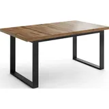 WFL GROUP Esstisch im Loft-Stil mit Schwarzen Metallbeinen – Industrieller Tisch für Wohnzimmer – Ausziehbar von 160 cm auf 20... – Braun