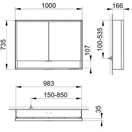Keuco Royal Lumos 100 cm verspiegelt/silber eloxiert offenes Fach