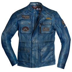 HolyFreedom Quattro Evolution Motorrad Lederjacke, blau, Größe XL für Männer