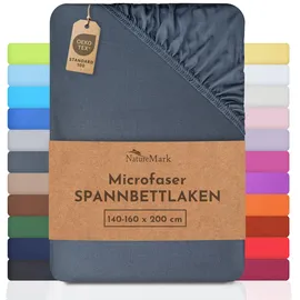 NatureMark Spannbettlaken Microfaser 140 x 200 cm mittelgrau