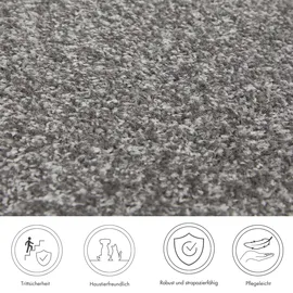 Andiamo Stufenmatte ANDIAMO "Casablanca, Made in Netherlands", grau, B:65cm H:6,5mm L:28cm, Obermaterial: 100% Polypropylen, Teppiche, Uni Farben, selbstklebend, strapazierfähig, 15 Stück in einem Set