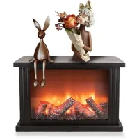 LOMUG Led Kamin Elektrisch Deko Kaminfeuer, Elektrokamin Ohne Heizung Mit Flammeneffekt, USB und Batteriebetrieben Elektrische Kamine für Simulation Tischkamin Ornament Nach Hause(Schwarz, Rechteckig)