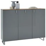Dieter Knoll Schuhschrank, Grau, Eiche, Metall, Eiche, furniert, 6 Fächer, 139x104x36 cm, Typenauswahl, Beimöbel erhältlich, Garderobe, Schuhaufbewahrung, Schuhschränke