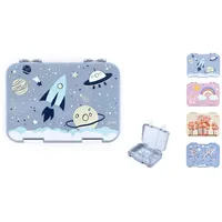jenard Jenard® Brotdose, Bento Box, Lunch Box, Vesper Box für Kinder mit Fächern, auslaufsicher, spülmaschinenfest, kindgerecht und BPA-Frei, 2 verschiedene Ausführungen (Blau/Grau, Weltraum)