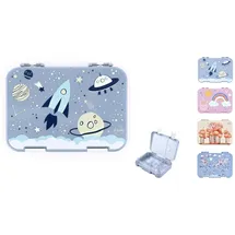 jenard Jenard® Brotdose, Bento Box, Lunch Box, Vesper Box für Kinder mit Fächern, auslaufsicher, spülmaschinenfest, kindgerecht und BPA-Frei, 2 verschiedene Ausführungen (Blau/Grau, Weltraum)
