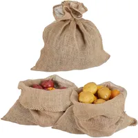 Relaxdays Jutesack 3er Set braun 55 x 50 cm