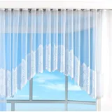 Gardinenbox Bogenstore Barock Gardine Jacquard, 145x450, Blumenmuster Weiß Kräuselband Universalband Faltenband Store, 13117
