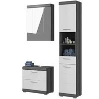 Inn.furn Badmöbel-Set weiß Hochglanz, grau, 3-teilig 112 cm, 15