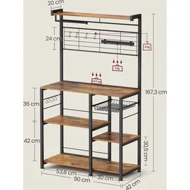 VASAGLE Küchenregal mit Magnetleiste 0 x 0 x 0 cm Braun