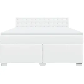 vidaXL Boxspringbett mit Matratze Weiß 180x200 cm Kunstleder