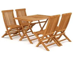 vidaXL Garten-Essgruppe Massivholz Teak Möbel-Garten : Größe - 5-tlg.