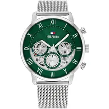 Tommy Hilfiger Multi Zifferblatt Quarz Uhr für Herren mit Silbernes Edelstahl-Mesh-Gliederarmband - 1710567
