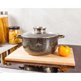 ZILNER 8-teiliges Topfset marmoriert-keramisch beschichtet Töpfe beschichtet, Kochtopf Set| Kochgeschirr Set, Topfset induktionsgeeignet ZL 7209 - Schwarz