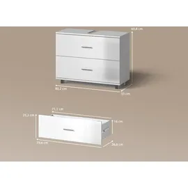 livinity® Waschbeckenunterschrank 80 x 60,8 cm Weiß Hochglanz