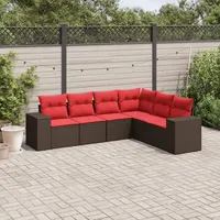 vidaXL Gartensofa-Set mit Kissen, braun, Polyrattan