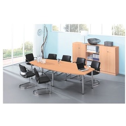 HAMMERBACHER Konferenztisch KT28C »Chicago« bis 10 Personen in Tonnenform mit Tischbeinen braun, 280x80 cm