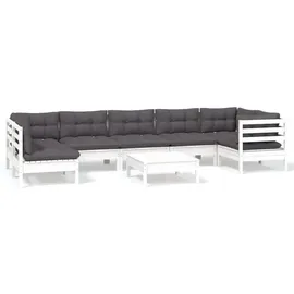 vidaXL Garten-Lounge-Set 8-tlg. weiß Kiefernholz