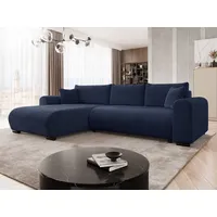 Mirjan24 Ecksofa Merkos, Wohnzimmer L-Form mit Bettkasten und Schlaffunktion, Holzkonstruktion, Seite universal (Farbe: Flow 22) - Blau
