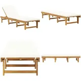 Vidaxl - Sonnenliege Klappbar mit Auflage Massivholz Akazie Cremeweiß - Holz Sonnenschirm - Gartenliege - Liegesessel - Lounge Chair - Gartenmöbel