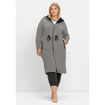 sheego Bademantel in grau gestreift | 52/54