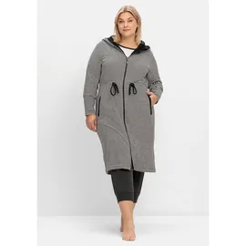 sheego Bademantel in grau gestreift | 52/54