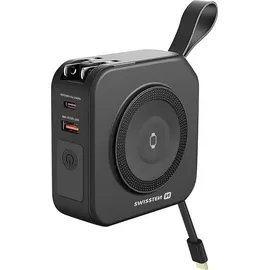 Swissten Swissten, All-in-One Powerbank Pro MagSafe USB USB-C mit Reiseadaptern, Schwarz - Schwarz