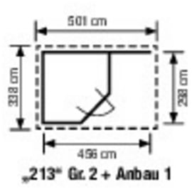 Weka Fides 2 3,90 x 2,40 m natur mit Anbau