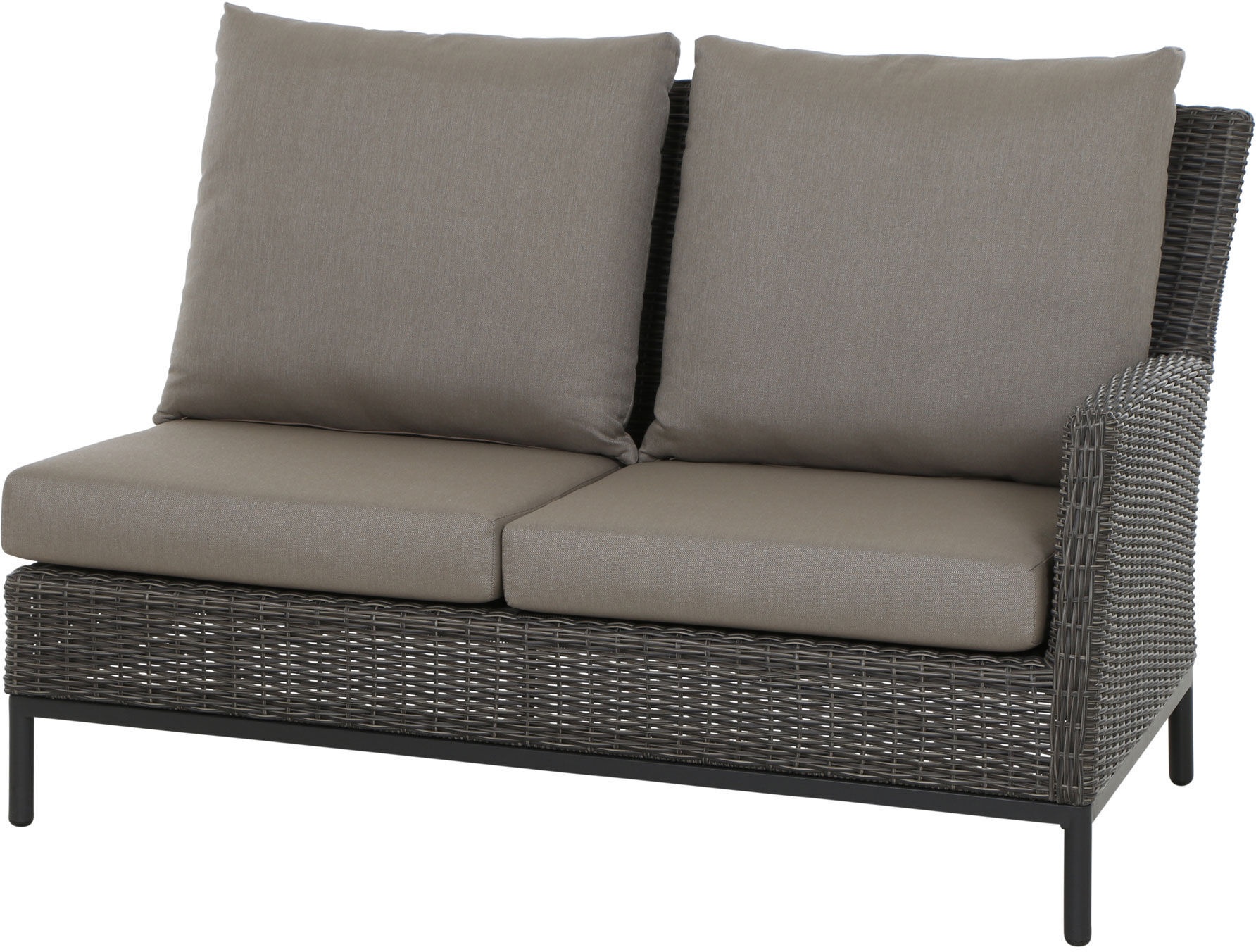 SIENA GARDEN Amira 2-Sitzer Sofa, Armlehne links, charcoal grey, Alu/ Gardino®-Geflecht, 84x137x88cm, inkl. Polster