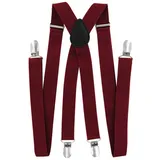 axy Hosenträger Herren Hosenträger 4 Stabile Clips X-Form 2,5cm Breit verstellbar und elastisch 120cm Lang rot