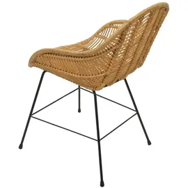 Mendler Esszimmerstuhl HWC-M28, Küchenstuhl Korbstuhl Rattansessel Rattanstuhl Stuhl, Kubu Rattan Metall