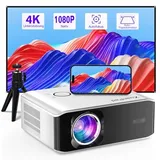 XuanPad Mini Beamer, 2024 Verbessertes 16000L WiFi Bluetooth Beamer, Mini Projektor HD 1080P Unterstützt, Heimkino Video Projector Kompatibel Mit Tv Stick/HDMI/USB/AV/Laptop/iPhone/Android