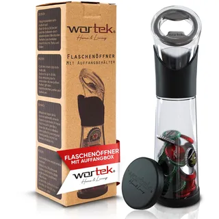 WORTEK Flaschenöffner mit Auffangbehälter - Getränkeöffner Bieröffner Bierflaschenöffner Kronkorken Sammler Bar Küche Camping Zubehör - Geschenk für Männer und Bierliebhaber