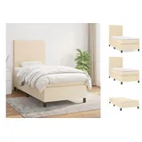 vidaXL Boxspringbett mit Matratze Creme 80x200 cm Stoff