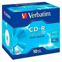 Verbatim CD-R High Capacity, CD-Rohlinge mit 800 MB Datenspeicher, ideal für Foto- und Video-Aufnahmen, kompatibel mit jedem konventionellen CD-Laufwerk, 10er Pack Jewel Case