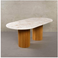 MAGNA Atelier Esstisch Montana mit Marmor Tischplatte, Küchentisch, Eichenholz Gestell, Dining Table 200x100x76cm beige