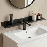 doporro Waschbecken Ablage 60 cm über dem Wasserhahn, Badezimmer Regal ohne Bohren oder zum Bohren, Waschbecken-wasserhahn-organizer, Grau Reglo-17