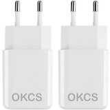 OKCS Originals USB Netzteil 2 x 10W - USB Ladestecker Adapter (5V / 2A) - Ladeadapter Ladegerät kompatibel mit iPhone X/iPad, Galaxy Smartphone, S9 / Tab A etc. - Weiß