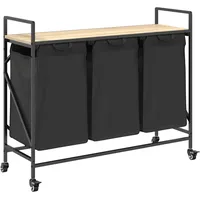 VidaXL Wäschekorb 3 Fächer mit Rollen Sonoma Eiche