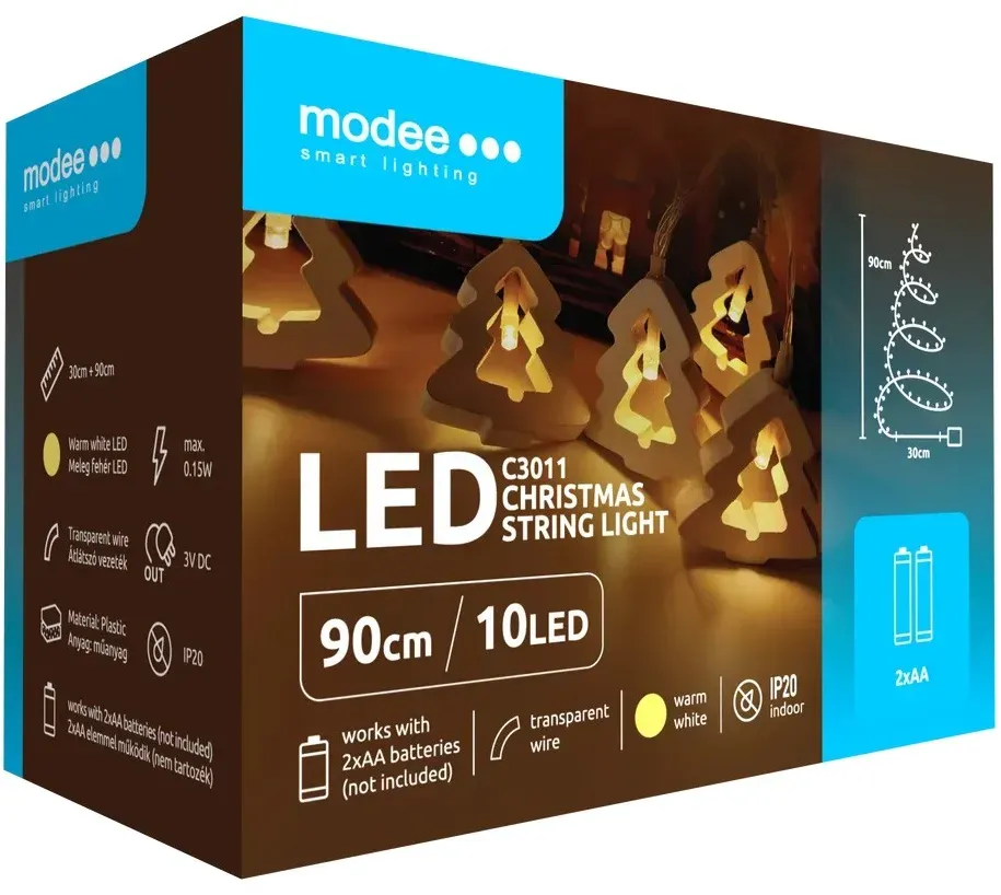 Modee LED-Lichterkette – 90 cm, 10 LEDs, warmweiß, sorgt für stimmungsvolles Ambiente im Innenbereich