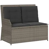 VidaXL Gartenbank Verstellbar mit Kissen Grau Poly Rattan