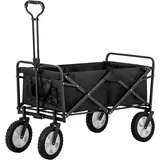 ZREE Bollerwagen Bollerwagen Faltbar Strandwagen Transportwagen Gerätewagen Gartenwagen (Faltbarer Handwagen Gartenwagen, Getränkehalter aus Mesh, verstellbare Griffe, 96L Faltbarer Handwagen bis 120 kg Tragkraft), flexibel Griff, Draussen Camping Einkaufen, Breite Reifen, Camping schwarz