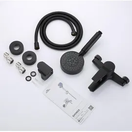 luxuskollektion Auralum Badewannenarmatur Schwarz mit Handbrause 5 Funktionen