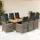 vidaXL 9-tlg. Garten-Bistro-Set mit Kissen Grau Poly Rattan