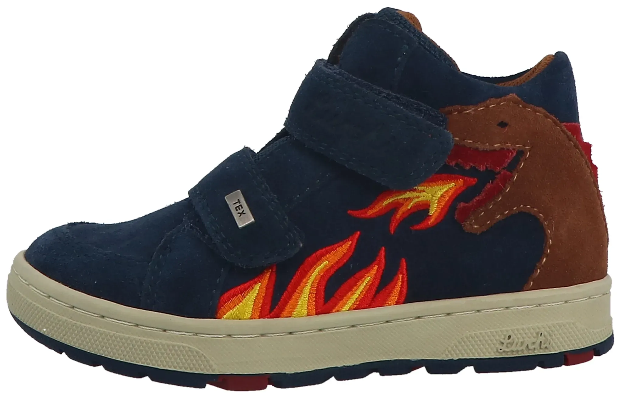 Klettboot LURCHI "Dino-TEX" Gr. 30, blau (drache-navy) Kinder Schuhe Boots, Kinderschuh, High Top-Sneaker mit TEX-Ausstattung