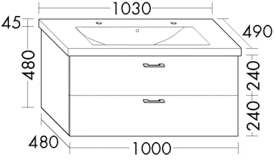 Burgbad Keramik Waschtisch-Set Sys30 PG2 Echo Eiche Dekor Urban/Alpinweiss, SFAZ103F5329C0001 SFAZ103F5329C0001