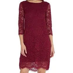 vestino Damen Spitzen-Kleid Mini-Kleid Freizeit-Kleid 3/4-Arm 900538 Rot - 36