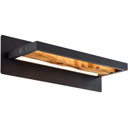 BRILLIANT LED Wandleuchte "Chaumont", schwarz (schwarz, holz), H: 15,1cm, Lampen, Breite 35 cm, 930 lm, Aluminium/Metall/Holz, schwarz/holz