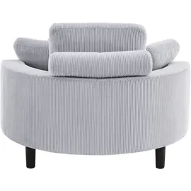 Atlantic Home Collection Loveseat "Ravi, B: 114 cm", grau (hellgrau), B:114cm T:154cm, 100% PES, ATLANTIC HOME COLLECTION, Sessel, XXL- Sessel, mit Stauraumhocker, Rückenstütze & 4 Zierkissen, Topseller